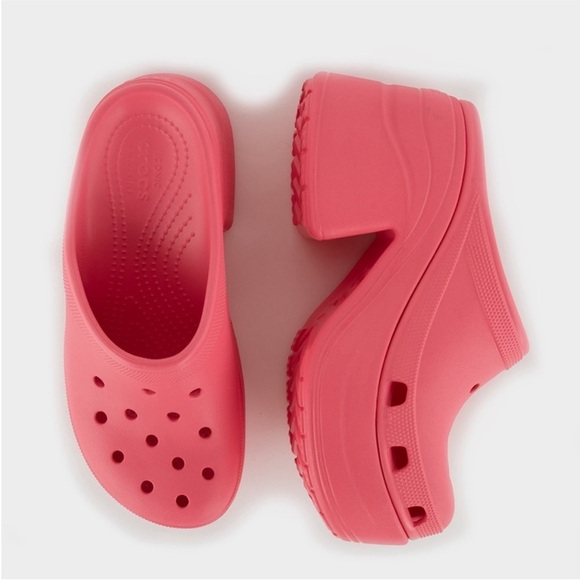 NWOT Crocs Classic Siren Platform Clogs Hyper Pink - Picture 4 of 9